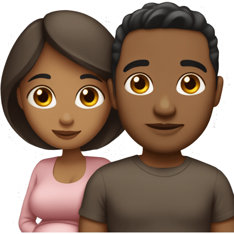 Pregnant wife dark brown and latin husband clean-shaven emoji