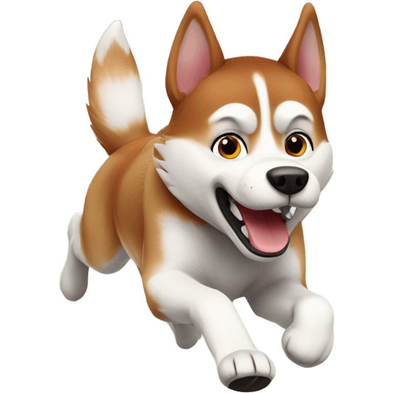 Red Siberian husky running happily emoji