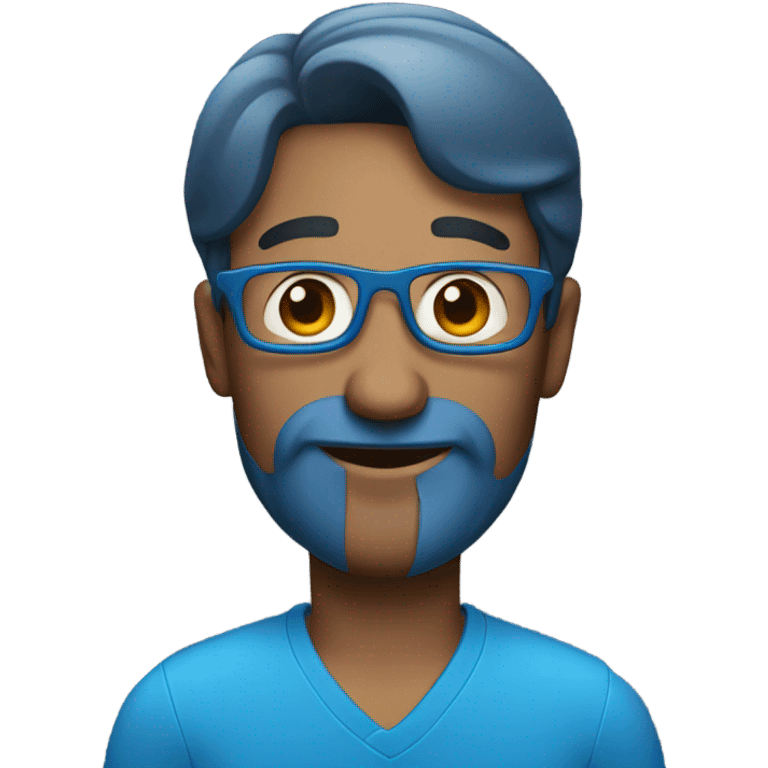 Man wearing blue emoji