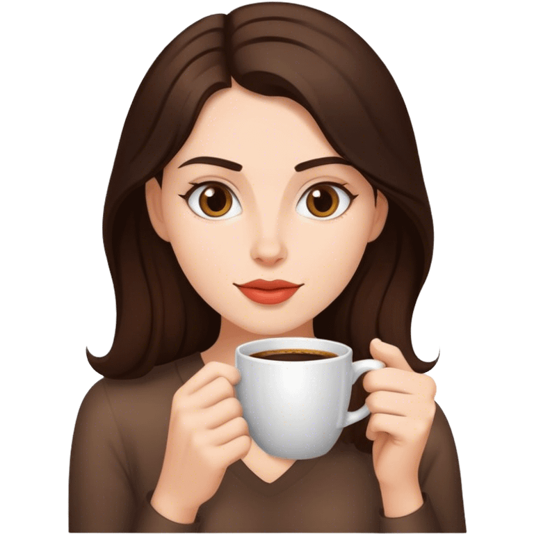 brunette woman drinking coffee emoji