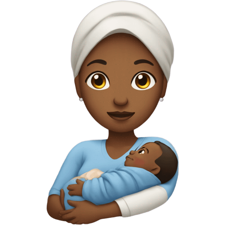 Black mom holding newborn son  emoji