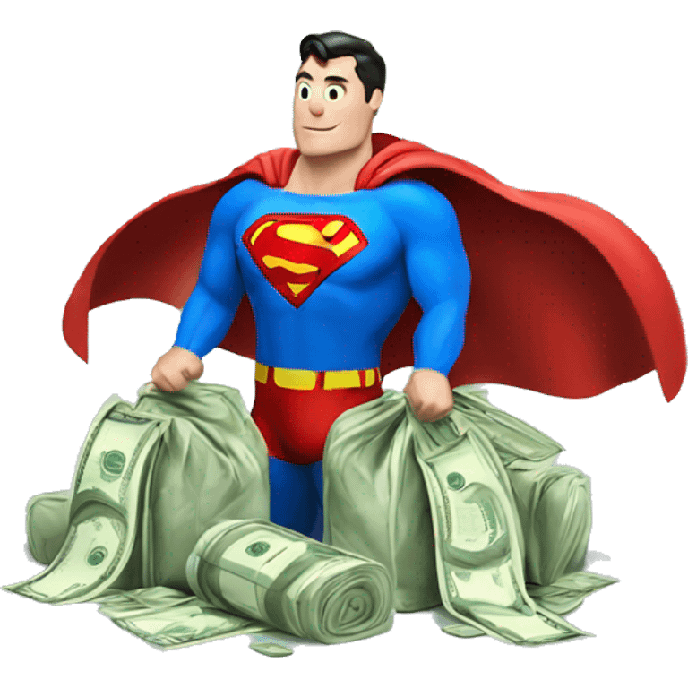 Superman with bag of money emoji