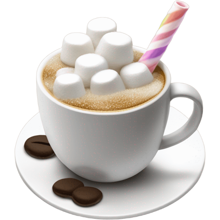 cup of coffee with marshmellows and straw emoji