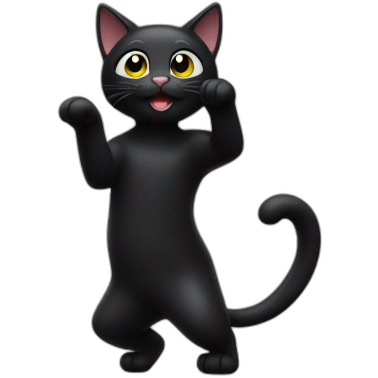 Black cat dancing emoji