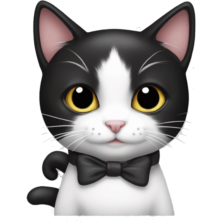 Black and white cat with bow emoji