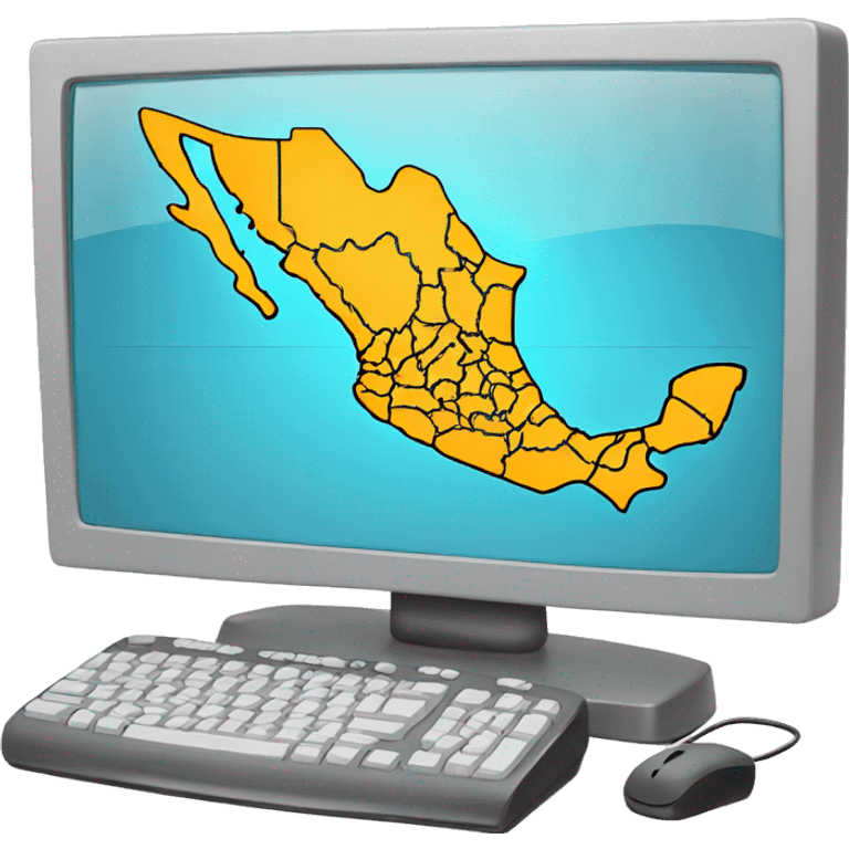 computer with Mexico's map showing on screen emoji