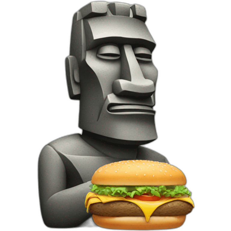 moai statue eating a burger emoji