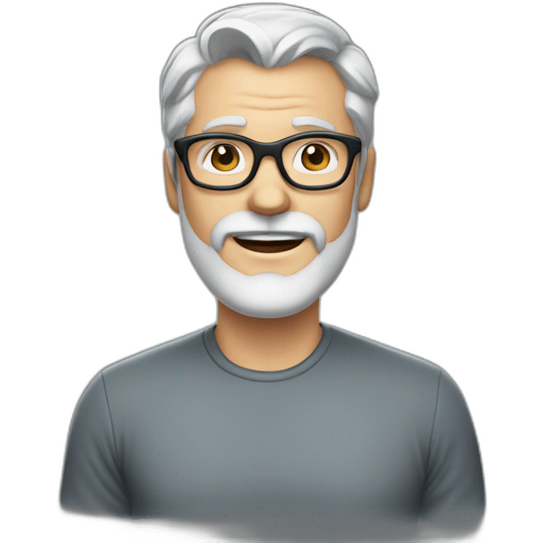 40 year old white man with grey hair and grey beard and dark glasses, KITCHEN emoji