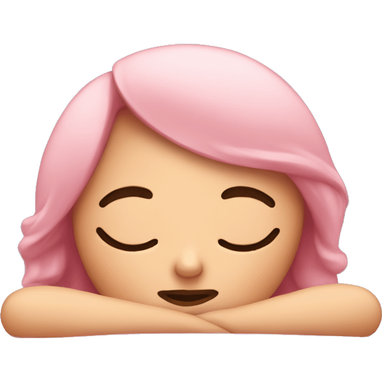 Sleepy girl in pink emoji