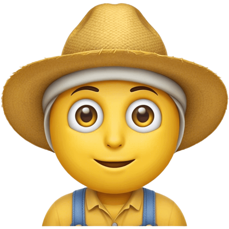 rolling eyes emoji with a farmers hat emoji