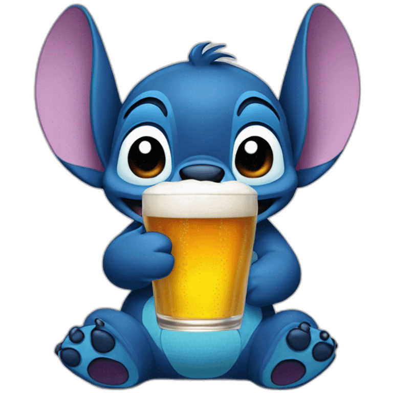 Stitch drinks beer emoji