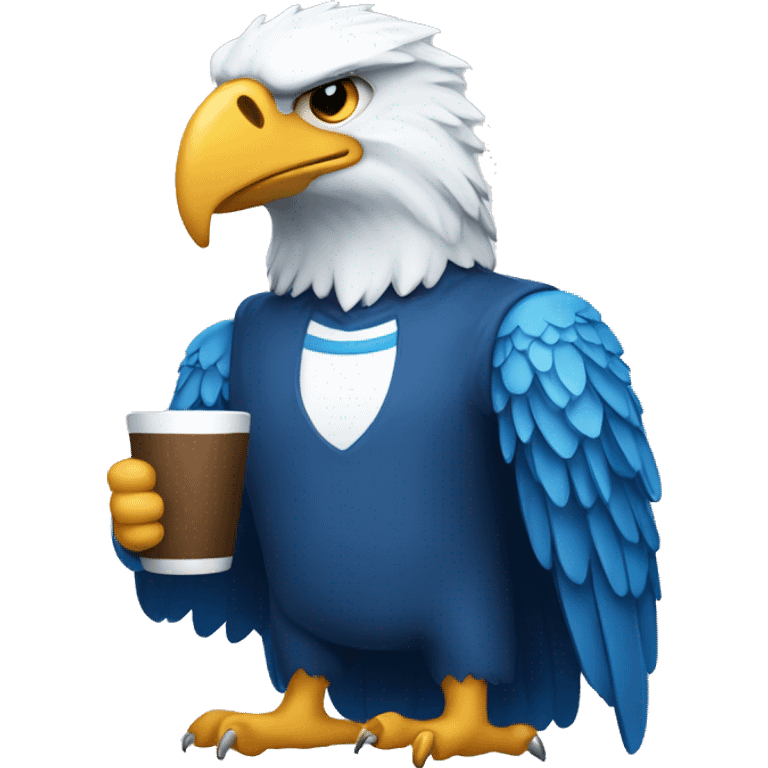 create a blue eagle holding a mug. emoji