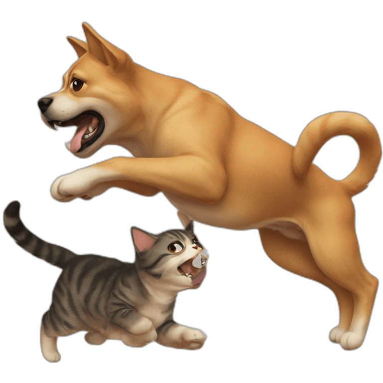 Cat attack dog emoji