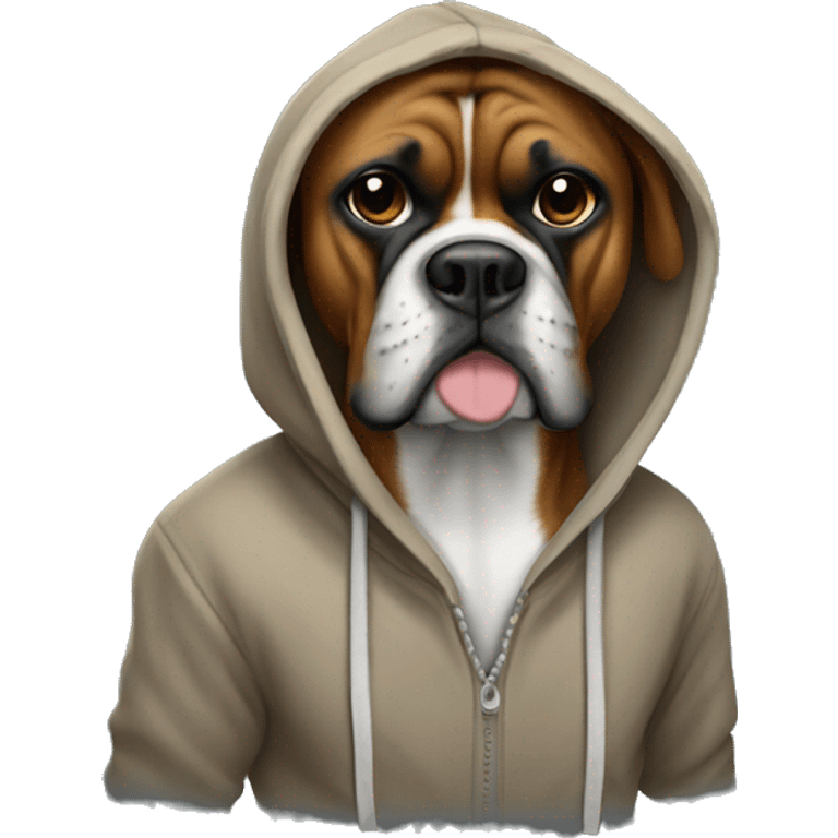 Boxer dog wearing a hoodie emoji