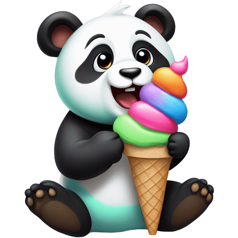 Panda eating ice cream emoji