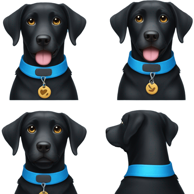 Adorable Black lab with bright blue collar emoji