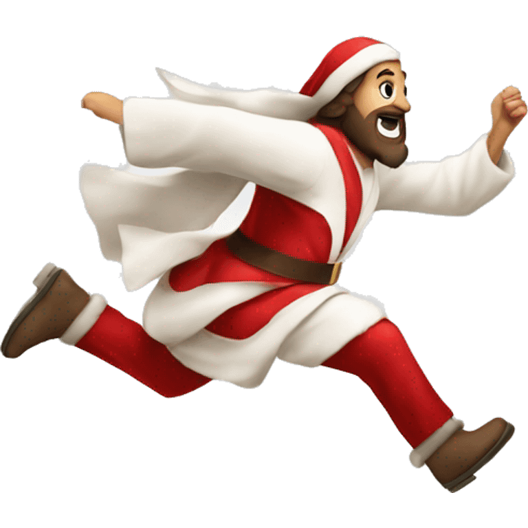 skipping sprint Jesus santa costume emoji