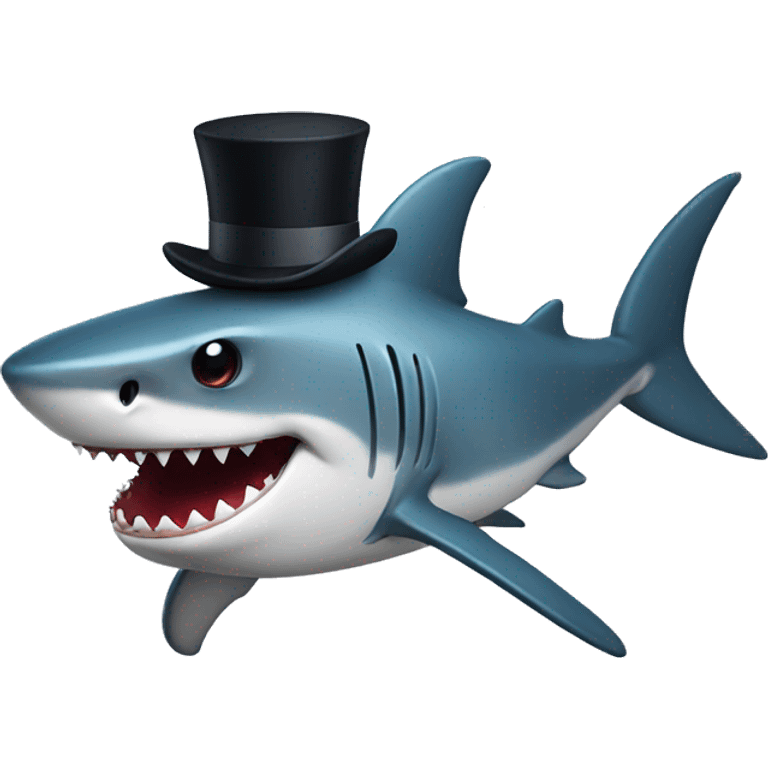 Shark with a top hat emoji