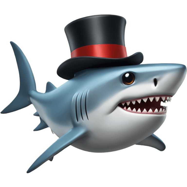 Shark with a top hat emoji