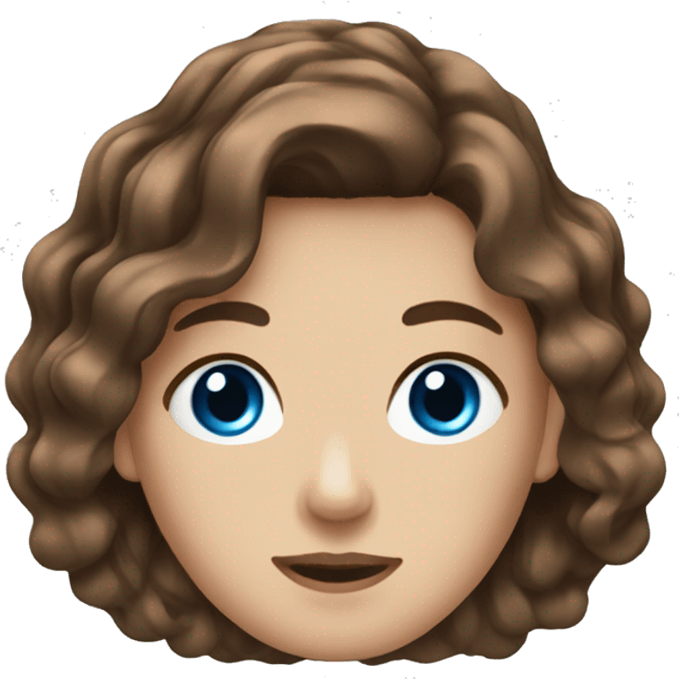 Brown hair. Blue eyes. Wavy hair. Barista emoji