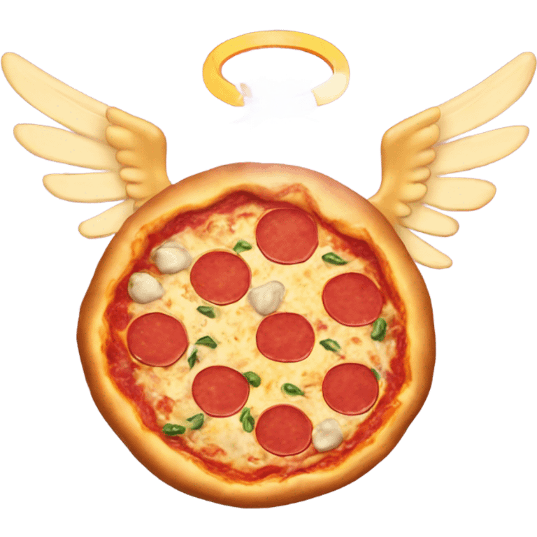 Pizza with a halo and wings  emoji