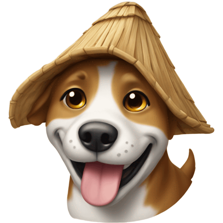 Happy dog with hut emoji