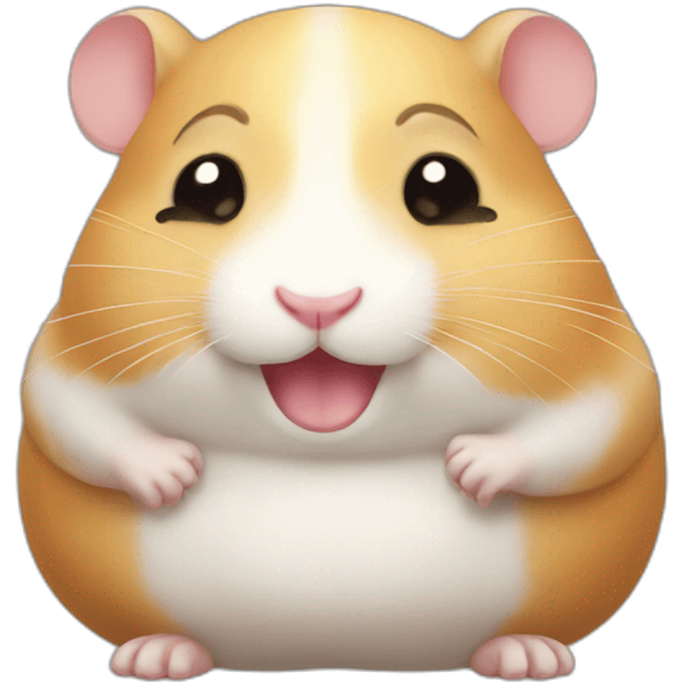 Hamster with chubby cheeks and rings on teeth emoji