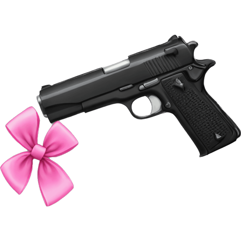 black gun with a pink bow emoji