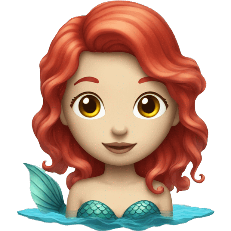 mermaid with red hair with a heart emoji