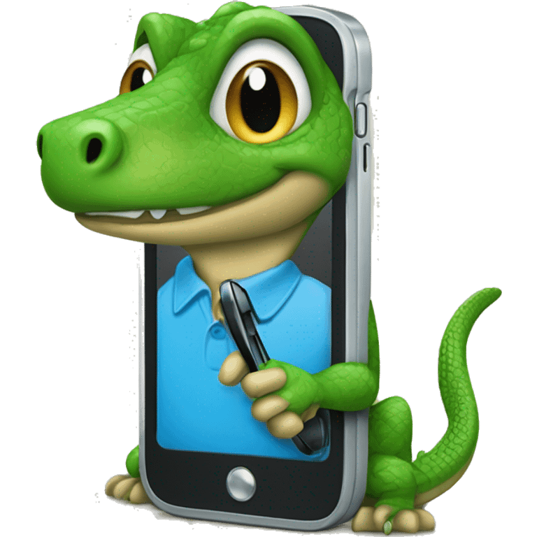 un lézard sur son téléphone  emoji