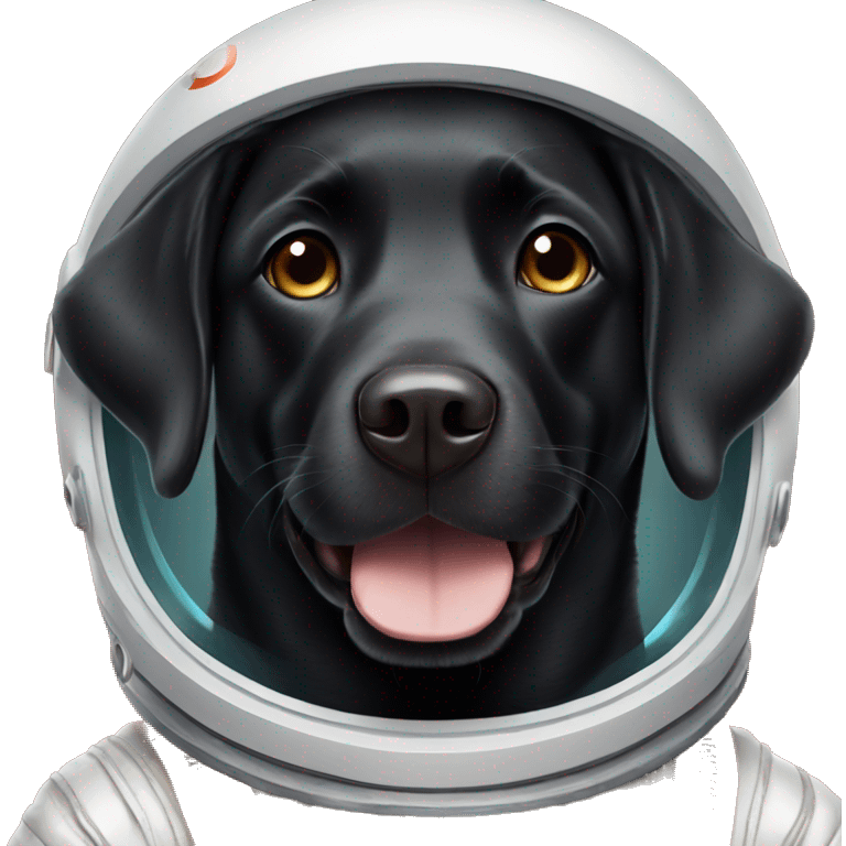 happy black labrador in Mars spacesuit emoji