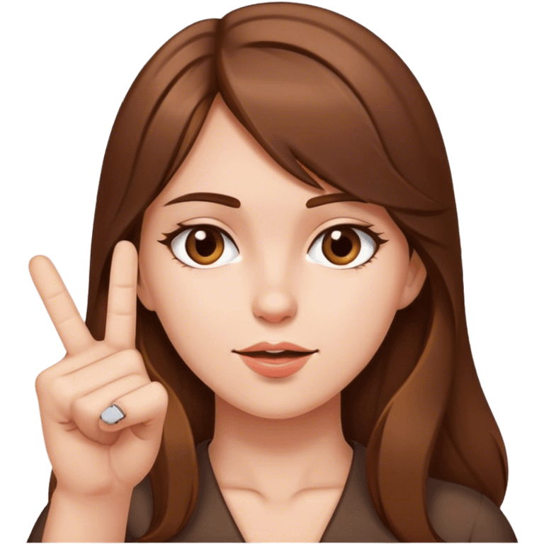 a brown haired girl giving the middle finger emoji