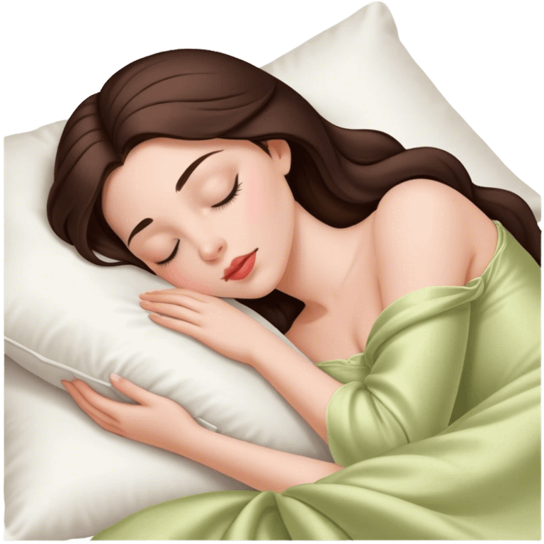 sleeping beauty brunette white girl with a silk pillow emoji