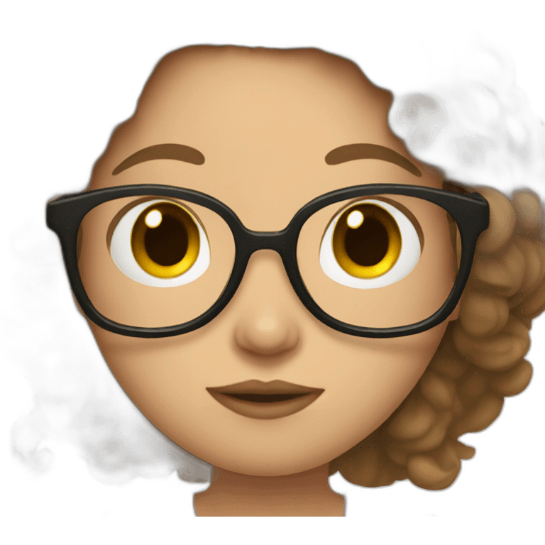 Pregnant White woman with long brown hair and glasses emoji