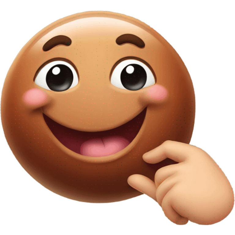 Meatball holding up a pinky looking mischievous  emoji