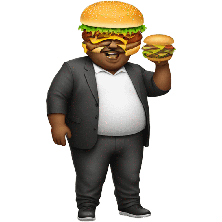 Fat man w a burger emoji