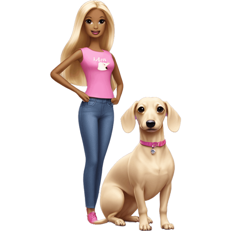 Barbie with white Dachshund  emoji