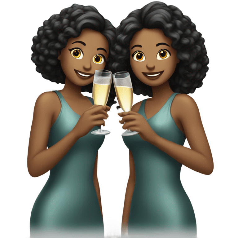 Two girls having champagne  emoji