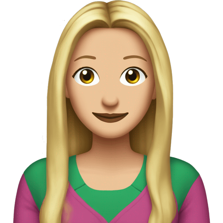 Phoebe Buffay from Friends with green eyes wearing colourful clothes emoji