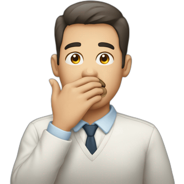 man covering mouth with hand emoji