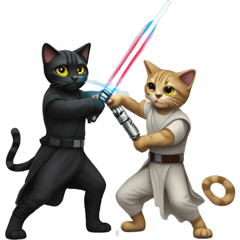 2 cats fighting with lightsaber emoji