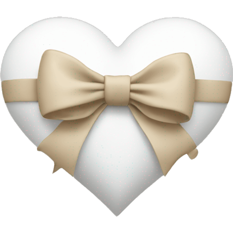 white heart with beige bow emoji