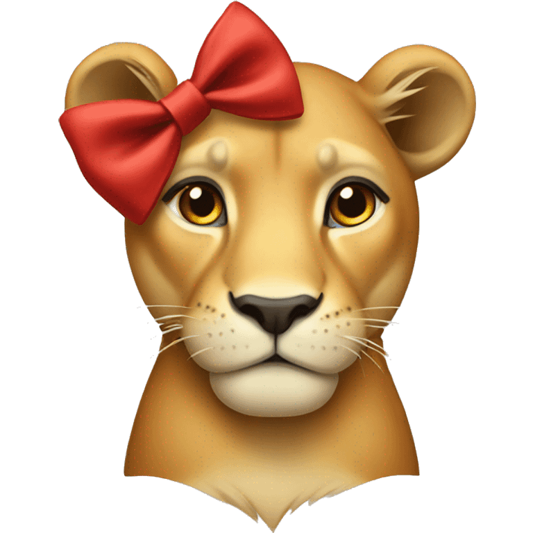 Lioness wearing a red hair bow emoji