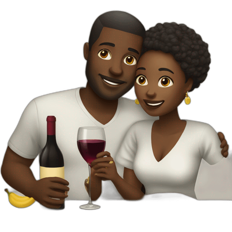 african couple drinking wine emoji