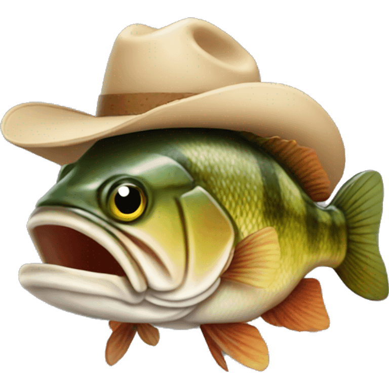 Bass fish wearing a cowboy hat emoji