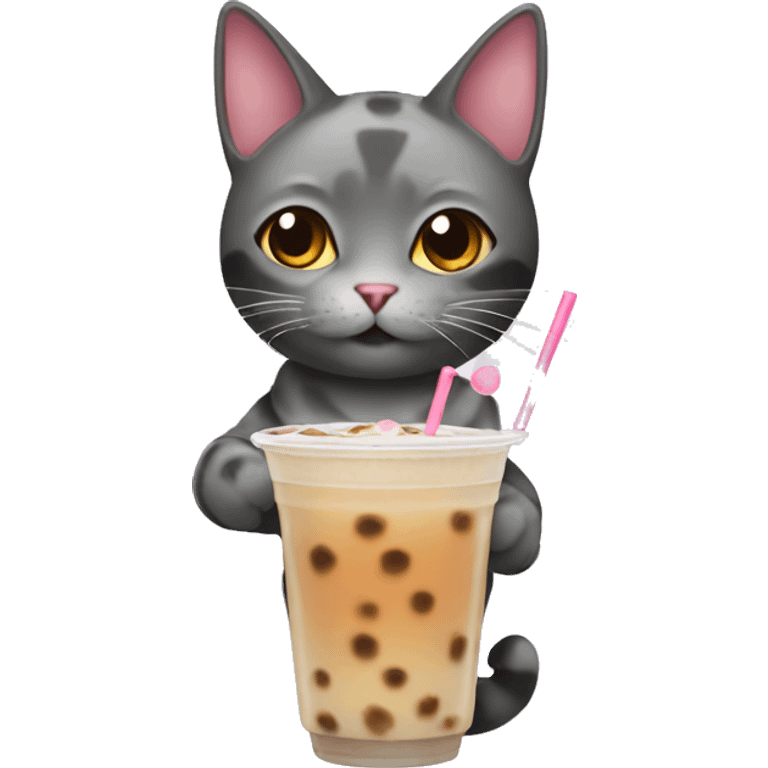 Cat with boba tea  emoji