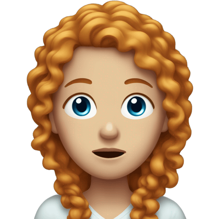 Ginger woman long curly hair blue eyes CRYING emoji