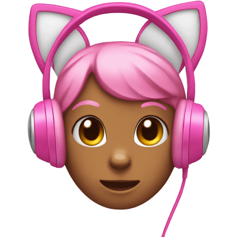 Pink headphones with cat ears emoji