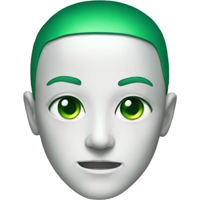 Cyborg head with green eyes and green hair emoji