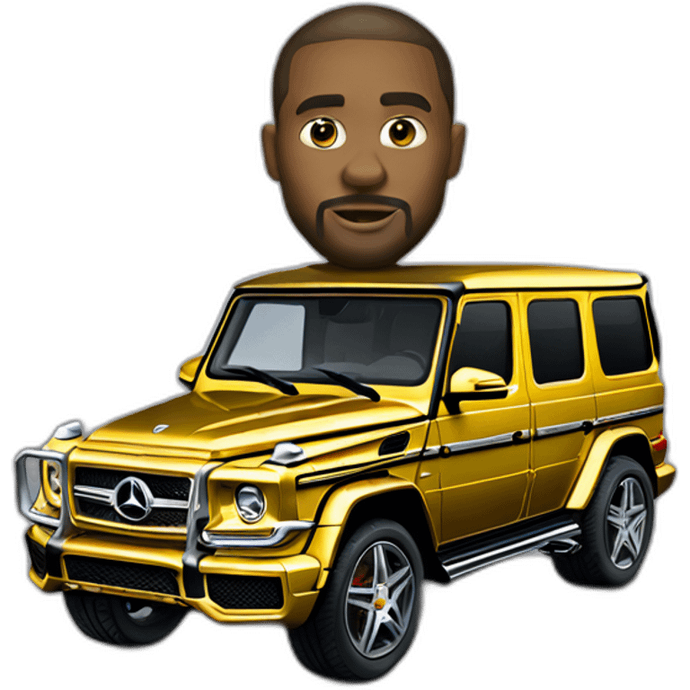 gold mercedes g63 with a thug at the wheel. emoji